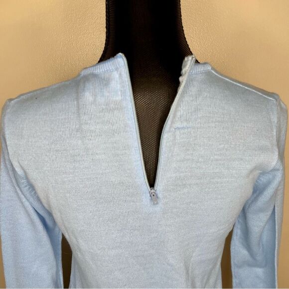 Vintage Rochelle Sweater Knit Penguin I’m Cool Zip Crewneck Blue Size Medium - Picture 3 of 10